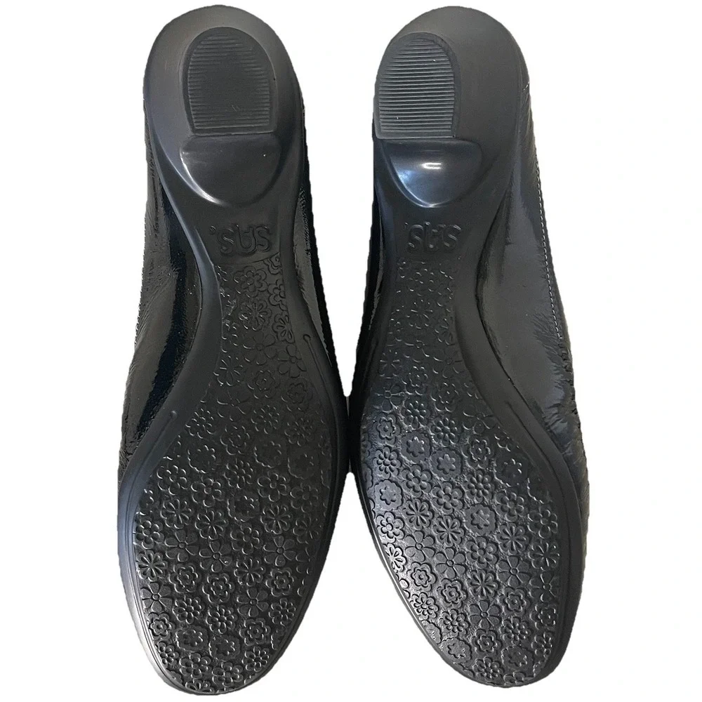 SAS Sanyo Women 7.5N Black Patent Leather Slip On Comfort Loafers‎ USA NWOB